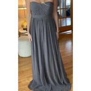 Jenny Yoo Prom Dress Sz 6 Formal Taupe Gray Strapless Long Bridesmaid Gown